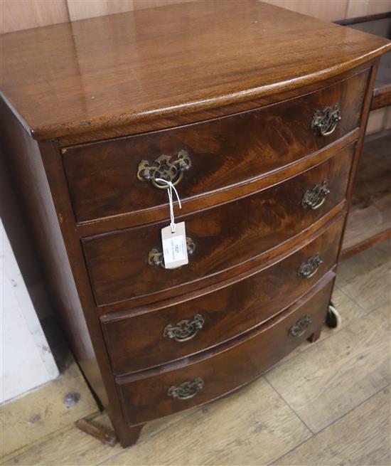 A George III design mahogany bow fronted chest of four long graduated drawers, on bracket feet W.58cm